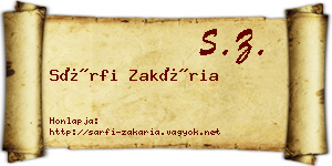 Sárfi Zakária névjegykártya